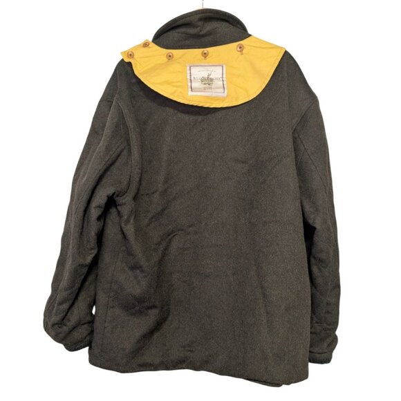 Atlantic Rancher Green Yellow Reversible Jacket Hood Corduroy Collar Mens Size L - Picture 2 of 13